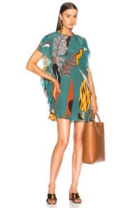 Adriana Degreas Bahiana Ruffle Kaftan In Blue,abstract,floral