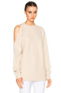 Tibi Cut Out Shoulder Sweater In Neutrals