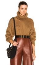 Saint Laurent Oversize Mohair Turtleneck Sweater In Brown