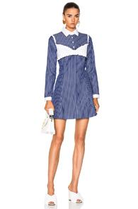 Sandy Liang Daisy Dress In Blue,stripes,white