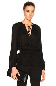 Derek Lam 10 Crosby Peplum Top In Black