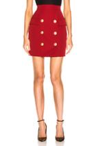 Balmain Button Front Mini Skirt In Red