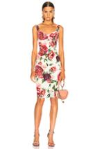 Dolce & Gabbana Peony Print Charmeuse Midi Dress In Floral,pink,white
