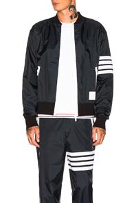 Thom Browne Ripstop Bomber In Blue,stripes,white