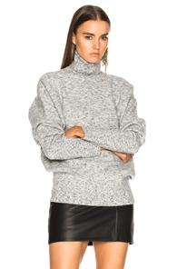 Victoria Beckham Melange Felt Polo Neck Sweater In Blue