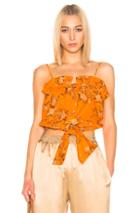 Johanna Ortiz Feu De Bois Top In Floral,orange