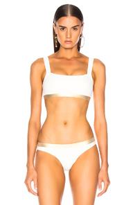 Solid & Striped Madison Bikini Top In Metallic,white