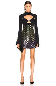 David Koma Circle Embellished Triangle Bra Dress In Black