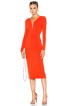 T By Alexander Wang Micro Modal Spandex Lace Up Long Sleeve Dress In Red