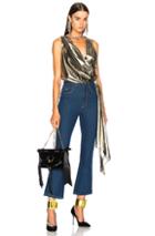 Attico Pipe Draped Crossover Sleeveless Top In Metallics