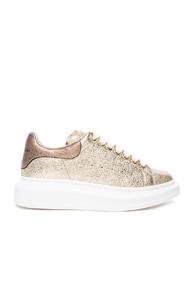 Alexander Mcqueen Leather Platform Sneakers In Metallics