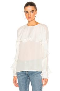 Veronica Beard Mia Ruffle Blouse Top In Neutrals,white