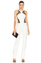 Mugler Technical Cady Leather Embossed Wave Jumpsuit In White