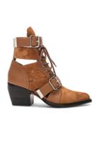 Chloe Lace Up Booties In Brown