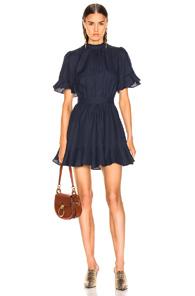 Frame Scallop Flounce Dress In Blue