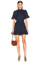 Frame Scallop Flounce Dress In Blue