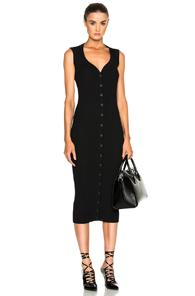 Givenchy Button Front Ribbed Knit Dress In Black