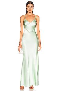 Alberta Ferretti Slip Dress In Green