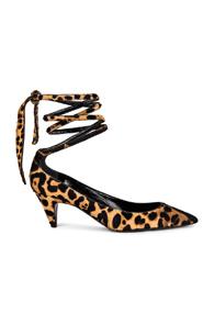 Saint Laurent Charlotte Leopard Kitten Heel In Animal Print,neutral