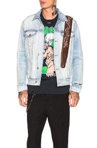 Warren Lotas Unforgiven Lightweight Trucker With Guitar Strap In Denim Light