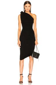 Brandon Maxwell Rib Knit Knot Shoulder Mini Dress In Black