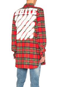 Off-white Diagonal Spray Check Shirt In Red,checkered & Plaid