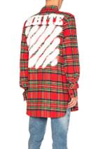 Off-white Diagonal Spray Check Shirt In Red,checkered & Plaid