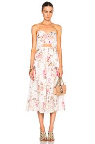 Zimmermann Eden Embroidered Tie Dress In White,floral,pink