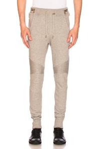 Balmain Biker Zip Waist Sweatpants In Gray