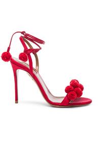 Aquazzura Pom Pom Heels In Red