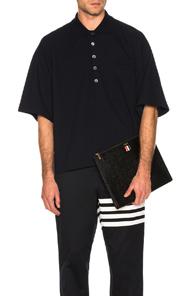 Thom Browne Oversized Pocket Polo In Blue