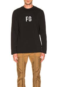 Fear Of God Long Sleeve 'fg' Tee In Black