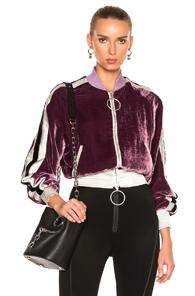 Off-white Velvet Bomber Jacket In Purple,white