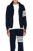 Thom Browne Cashmere 4 Bar Stripe Hoodie In Blue