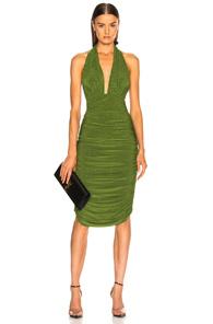 Norma Kamali Halter Dress With Rhinestones In Green