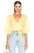 Enza Costa Ruff Sleeve Wrap Top In Yellow