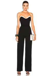 Mugler Technical Cady Bicolor Jumpsuit In Black,white