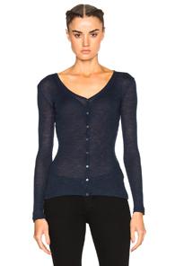 T By Alexander Wang Sheer Rib Cardigan Top In Blue