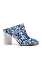 Maison Margiela Printed Leather Mules In Blue,abstract,floral