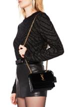 Saint Laurent Small Velvet & Leather Sunset Chain Bag In Black