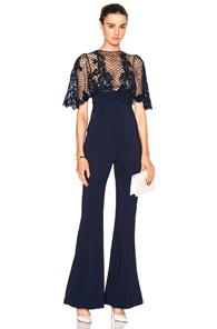 Zuhair Murad Fitted Jumpsuit With Lace Appliques In Blue