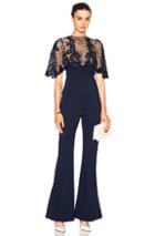 Zuhair Murad Fitted Jumpsuit With Lace Appliques In Blue