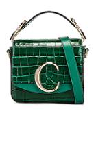 Chloe Mini C Embossed Croc Crossbody Bag In Green