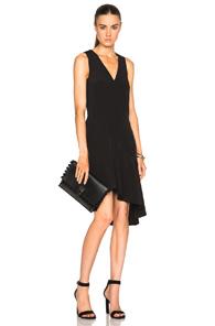 Tibi Seamed Ruffle Dress In Black