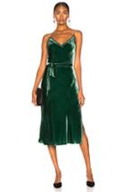 Frame Velvet Slip Dress In Green