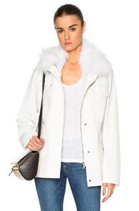 Army By Yves Salomon Raccoon Collar Parka Jacket In White