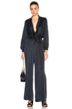 Zimmermann Suede Silk Wrap Jumpsuit In Blue
