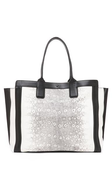 Chloe Alison Printed Lizard East West Tote In Black & White