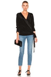 Diane Von Furstenberg Cross Over Blouse Top In Black