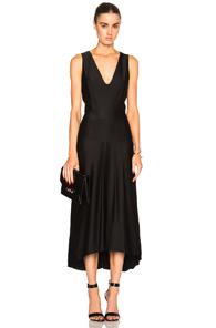 Victoria Beckham Stain Sable Draped V Neck Dress In Black